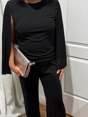 SHEIN Black Long Sleeve Cape Jacket